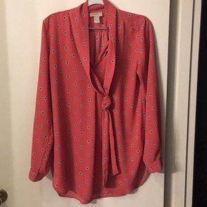 Pink Loft top, with tie front, size small